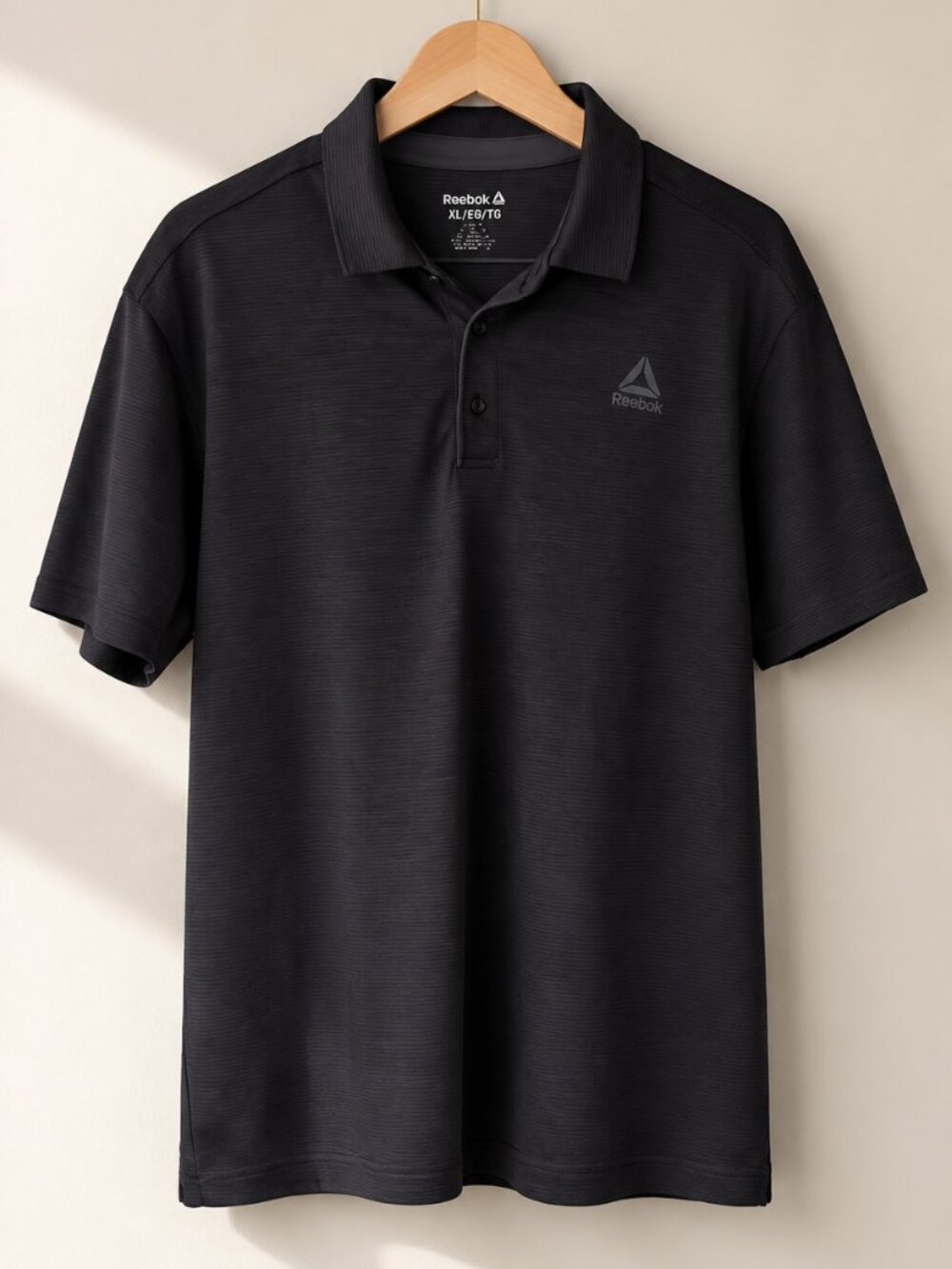 Reebok Performance Ace Polo Shirt Men's XL Black Moisture Wicking Golf Active